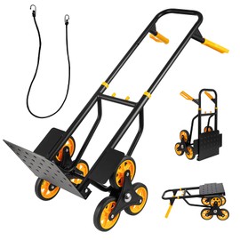 SHZOND Stair Climber Hand Truck, Heavy-Duty Hand Truck Dolly 330 Lbs Capacity, Foldable Trolley Stair Climber with 12.2" x 11.6" Nose Plate and 6 Wheels