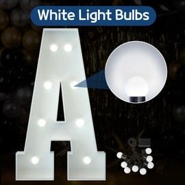 Battery Operated String Lights for Marquee Light Up Letters Numbers LED 8-Bulb White Indoor Outdoor Cool White Light Bulbs Bedroom Wall Christmas Decor Wedding Birthday Party Decorations