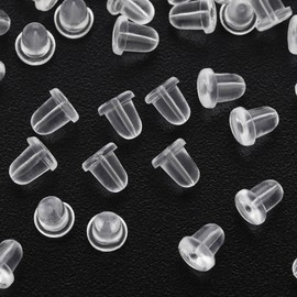 Kerryjewl 1000Pcs Bullet Clear Plastic Rubber Earring Backs