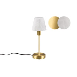 lightling Ludwig Table Lamp with Base in Matt Brass Metal Glass Shade White Alabaster Touch On/Off 1 x E14 Max. 40 W Diameter 12 cm Height 32 cm
