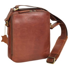 STILORD 'Lorand' Shoulder Bag Men's Leather Vintage Shoulder Bag for Men Messenger Bag Small Men's Bag Handbag Cross Body Bag Genuine Leather, Cognac - Brown