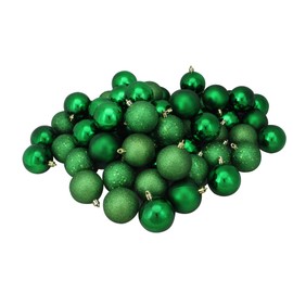 60ct Christmas Green Shatterproof 4-Finish Christmas Ball Ornaments 2.5" (60mm)