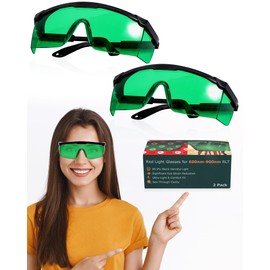 LIGHTMEUP Red Light Therapy Glasses Eye Protection Transparent Maintain Visibility Infrared Goggles Full Wrap-Around Adjustable Leg Suitable For Use With Infrared Red Light Therapy Devices 2 Pairs