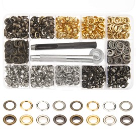 LYNDA 4 Colors Grommets Kit 400 Sets 1/4 Inch, Metal Eyelets with 3 Pieces Installation Tools for Craft Making,Repair and Decoration...