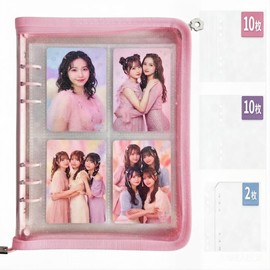 ISAX Seal Notebook, A5 Transparent, Large, Clear, Glitter Included, Binder, Pink (4 Pockets, 10 Double-Sided Refills, 1 Pocket Double Sided Refills, 2 Dedicated Stickers), Notebook, A5 Size