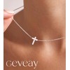 Geveay Silver Cross Necklaces for Women Trendy Sterling Silver Cross