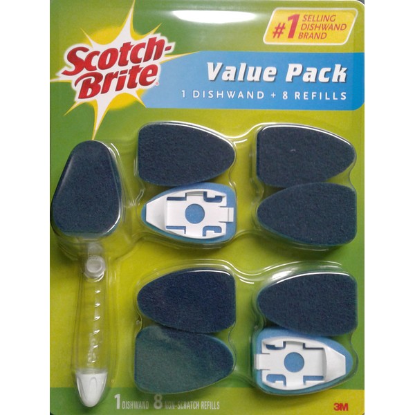 Scotch-Brite Value Pack non-scratch Clean Scrub dishwand + 8 Recambios by 3 M
