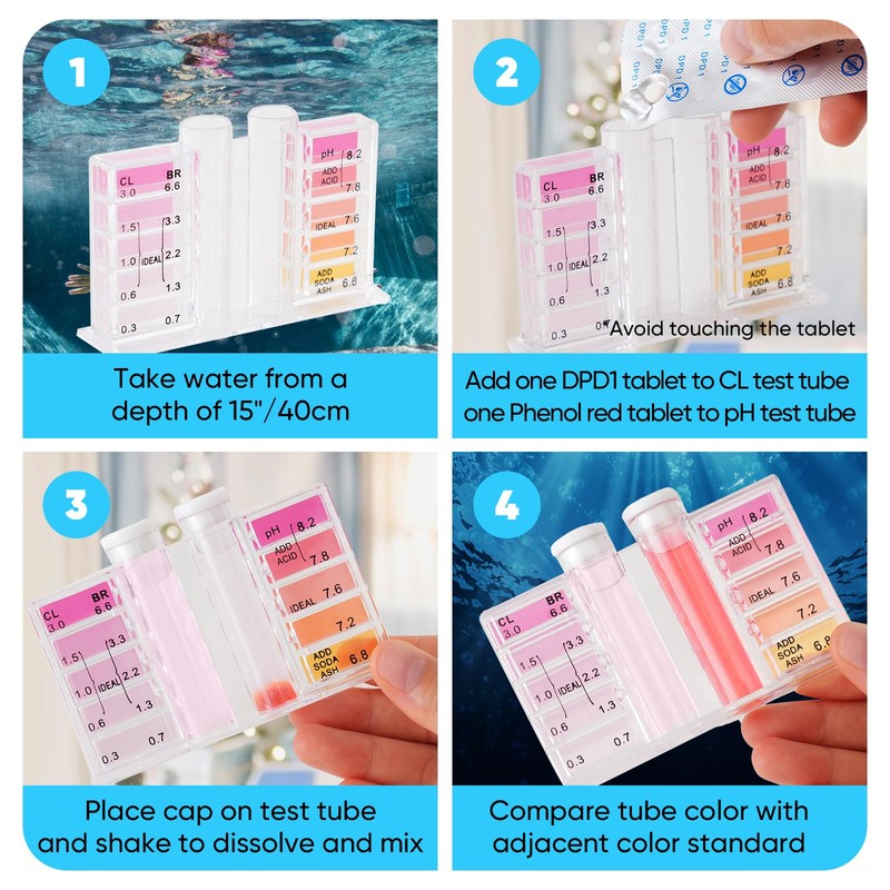 SBINTUOR Phenol Red pH Test Tablets for Swimming Pools, Spa