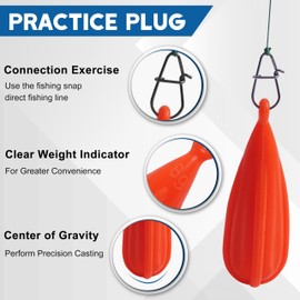 SILANON Fishing Practice Plugs, 5pcs Mixed Sizes Bait Casting Plugs, Silicone, Teardrop Shape, Perfect for Kids/Beginners Improving Casting Skills