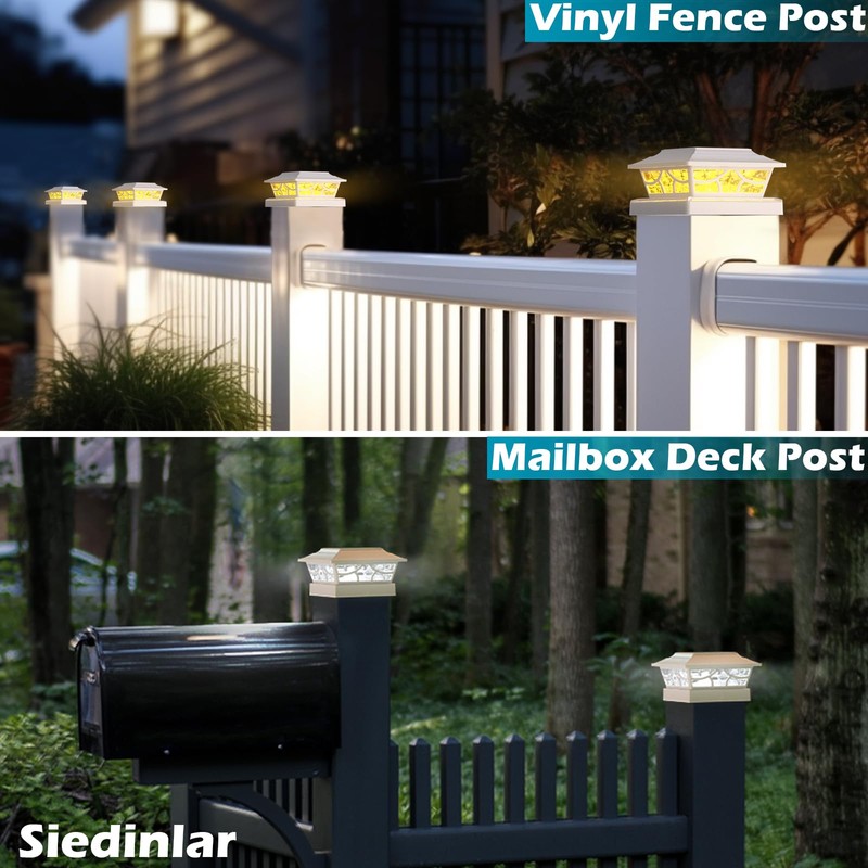 SIEDiNLAR Solar Post Lights Outdoor 4 Modes Deck Fence Post