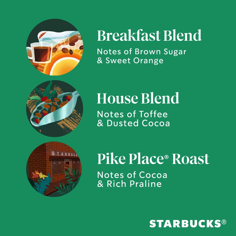 Starbucks Medium Roast Ground Coffee, Variety Pack, 3 bags (12