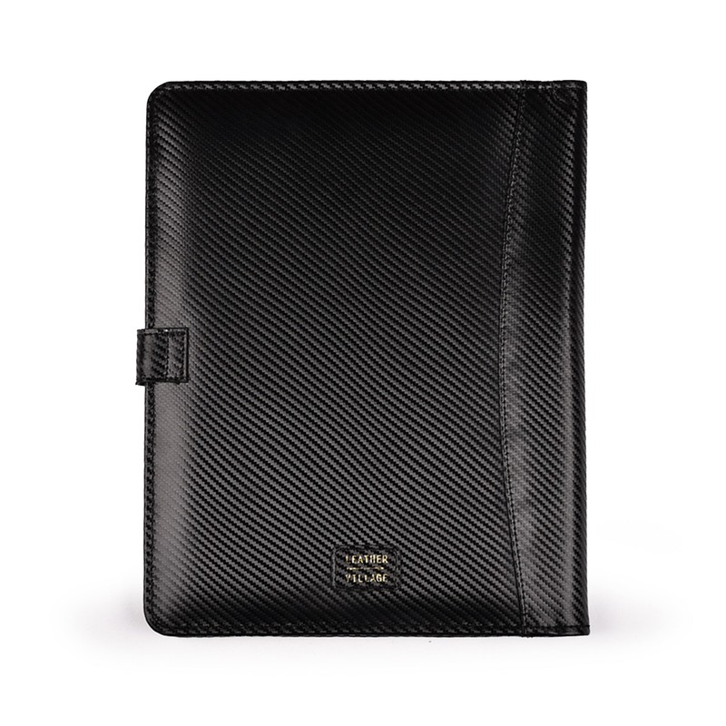 Leather Village Carbon Leather Portfolio Organizer-Professional Business Padfolio for Men