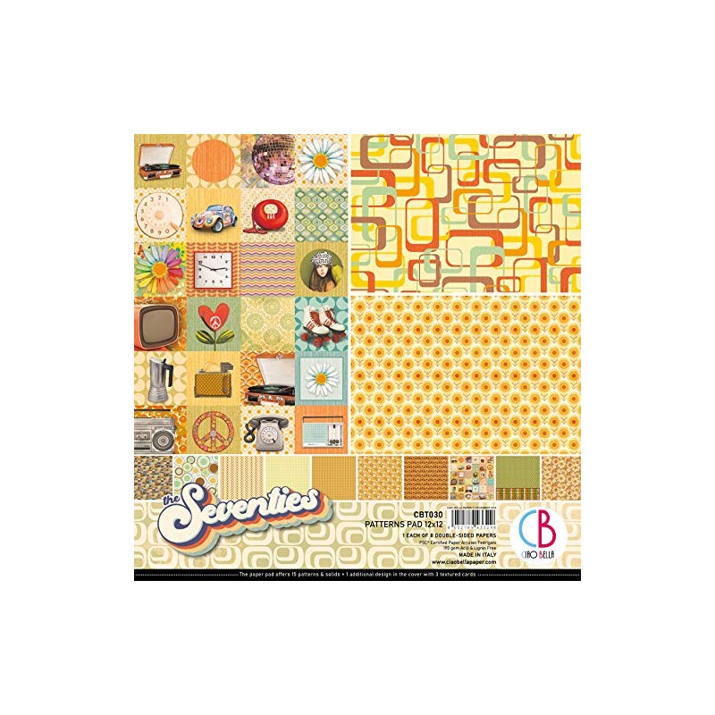 CIAO BELLA PAPER Paper PAD 12" 8/PKG, The Seventies, 8