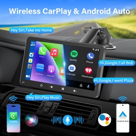Apple Carplay,Portable Wireless Apple Car Play and Android Auto, 7'' Touch Screen Car Stereo,Car Radio with Backup Camera,Wireless AirPlay,Mirror Link,Bluetooth 5.0 Handsfree/FM/AUX/MIC/USB/TF
