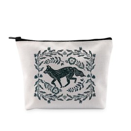 G2TUP Forestcore Animals Gift Linoprint Fox Makeup Bag Fox Mom Cosmetic Bag Fox Lover Gift Wildlife Lover gift (Linoprint Fox MB)