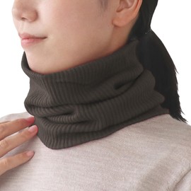 絹屋 Kinuya Silk Lined Fluffy Cotton Neck Warmer Thermal Neck Gaiter Made in Japan (Dark Gray, Standard)