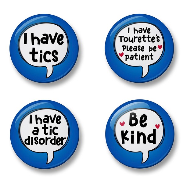Tics Pin Badges, 4 Badges, Set of 4, 32mm or