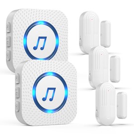 Door Chime,Sanjie Wireless Door Chimes When Door Opens with 500ft Range 26 Chimes 5 Volumes Mute Mode for Business/Home/Store,Door Alarm Sensor with LED Indicators 3 Sensor 2 Receiver