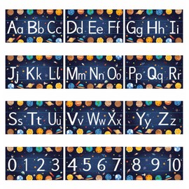 MUNILAIL 12 Pcs Alphabet Bulletin Board Set Space Themed Alphabet Poster for Preschool Kindergarten Bedroom Playroom Classroom Wall Decoration