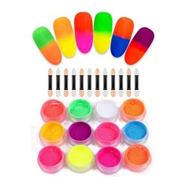 Sarini 12 Colours Nail Pigment Powder,Fluorescent Rainbow Nail Powder,Iridescent Pearlescent Colourful Nail Powder,Pigment for Nail Art/Eyeshadow/Body/Crafts