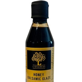 Liokareas Greek Honey Balsamic Glaze - Organic - NonGMO - 8.45oz - No Artificial Honey Flavor ONLY REAL Greek Honey - Made from Grapes Grown in Greece - NO ADDED SUGARS - Gluten Free - 6% Acidity