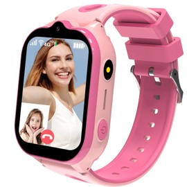 4G Kids Smart Watch - Waterproof Kids Smartwatches GPS Tracker Video SOS Emergency Call Alarm Voice Chat Pedometer HD Camera Flashlight Games Tracking Phone Smartwatch for Age 4-12 Boys Girls (Pink)