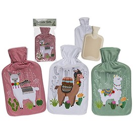 Llama 18x34cm Hot Water Bottle and Cover Holds 1.7l - 3 Assorted Colours