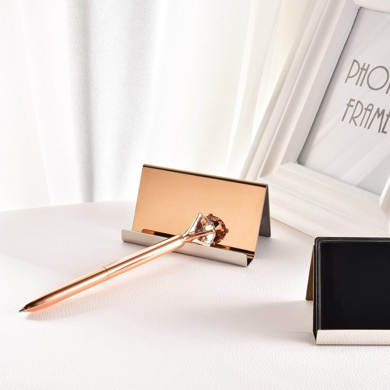2 Pack Stainless Steel Business Cards Holders Desktop Card Display