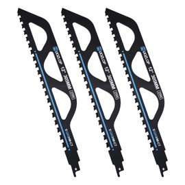 MUOZLOP 12 inch Masonry Reciprocating Saw Blades,2TPI Carbide Blade Strong teeths for Cutting Brick, Cement, Porous Concrete，3 Pack (3, 12 inch)