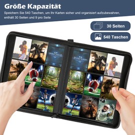 Sammelkarten Album,Karten Sammelalbum 30 Seiten Sammelmappe für bis zu 540 Karten,Sammelkarten Heft Ordner Mappe Kompatibilität TCG Yugioh etc Blau
