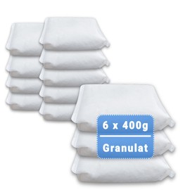 Vanorell 6 x 400 g (2E) Dehumidifier Refill Pack Fleece Bag XXL Box Granules Refill Room Dehumidifier (Neutral Fragrance)