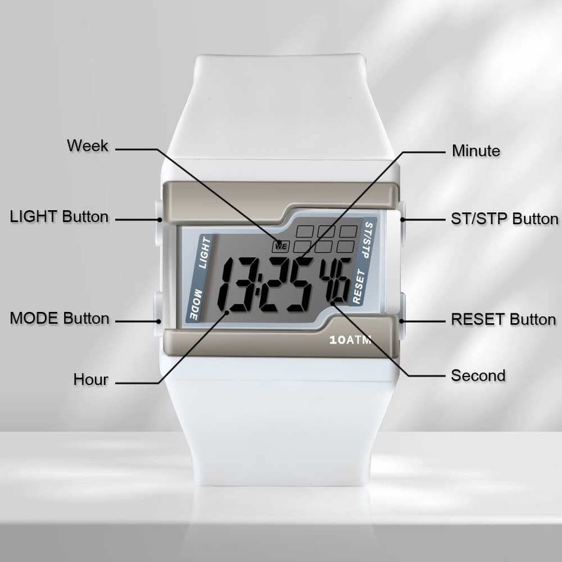 Digital Swim Diving Watch 10 ATM Water Resistant Multi-Function Lap