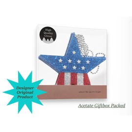 6 Feet Large Designer Original 4th of July Patriotic Star Beads Garland American Flag Colors Decor, Banner for Decorations, Shelf Display, Fireplace, Wall Decorations Party Decor