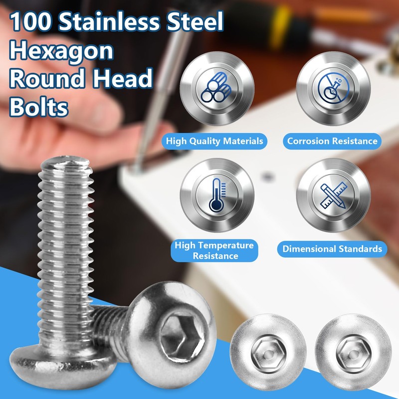 M3 Screws Set, M3 x 10 mm Rounded Head Screws