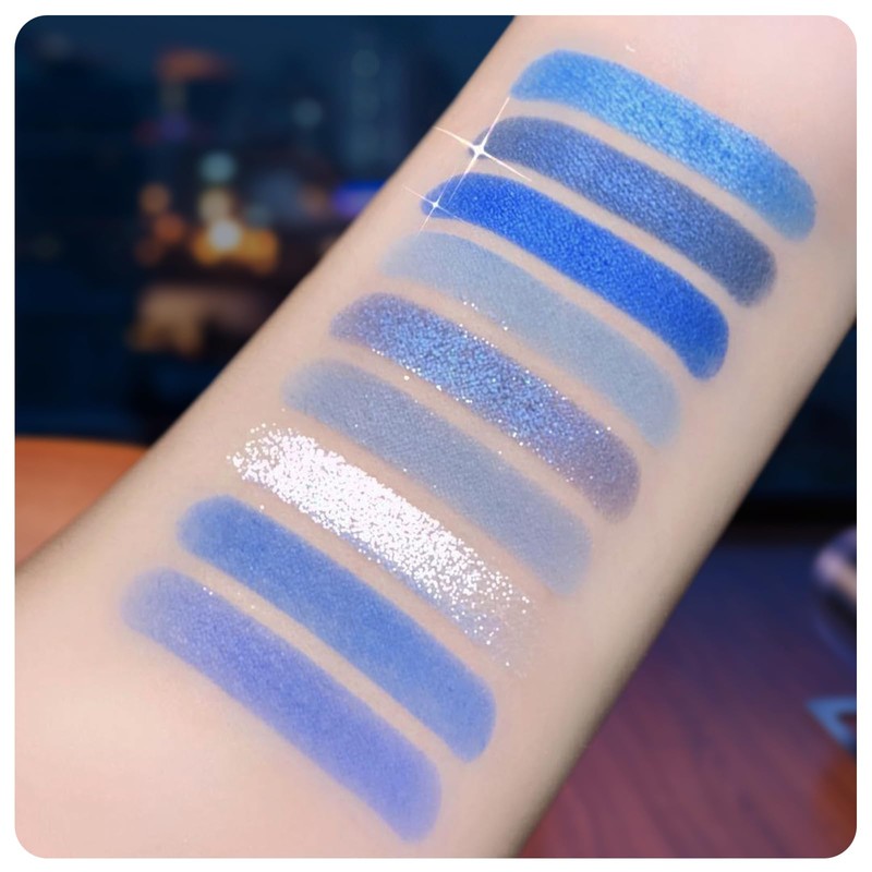 Xumann Blue Eyeshadow Palette Glitter Eye Shadow Palettes Matte Eye