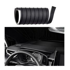 KVAEY Car Interior Trim Strips, Automotive Flexible Leather Moulding Line for Door Panel Gap, Universal DIY Decorative Dashboard Line Strip Fit Cars Trucks SUVs, Car Accessories (Black)