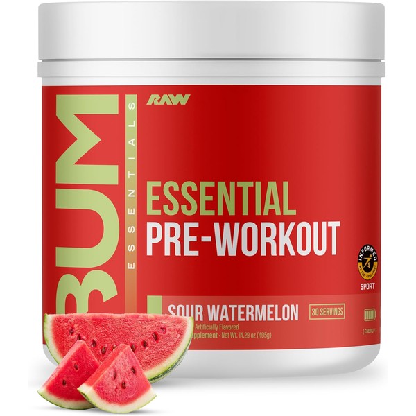 Raw cbum essential pre workout pre entrenamiento 30 servicios sabor