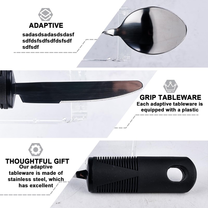 5-Piece Parkinson Cutlery, Adaptive Utensils, Adaptive Cutlery Set for Parkinson