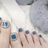 24Pcs Toenail Rhinestone Blue Style Fake Nails