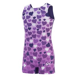 GK Stars Gymnastics Leotard for Girls | Biketard with Built-In Short (Child Small, Falling Hearts)