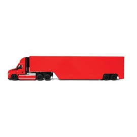 KiNSMART - Freightliner eCascadia Semi-Truck & Container 13Inch 1:62 Scale, Die Cast Metal Model, Pullback Action, Red