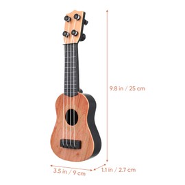 Kisangel Kids Ukulele Toy Plastic Guitar Musical Instrument Toy Mini Ukulele Instruments For Beginners Learning Toy Light Brown