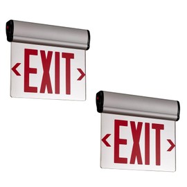 TANLUX Red Exit Signs for Business, Double Sides LED Edge Lit Exit Sign, UL 924, Hardwired Emergency Exit Lights with Battery Backup, Aluminum Housing with Rotating Acrylic Mirror Panel, 2 Pack