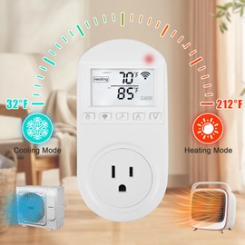 New Generation! Briidea Smart WiFi Heating Cooling Temperature Controlled Outlet, Compatible with Alexa, Google Assistant, Ideal for Household, Greenhouse, Reptile, Incubator, 110V 16A