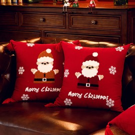 LIFEDX Christmas Pillow Covers Pack of 2 Throw Pillow Cases with Invisible Zipper,Cushion Covers Square Soft Pillowcases Cushions for Xmas Sofa Couch Bedroom Home Decor,45cm x 45cm-2PCS-A