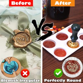 Wax Sealing Silicone Mat Pad for Wax Seal Stamp, 6-Cavity Wax Sealing Mat Pads with 12pcs Removable Sticky Dots for DIY Craft Adhesive Sealing Wax Stamp Stickers Sticks