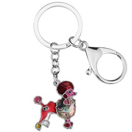 DUOWEI Dainty Enamel Poodle Dog Keychain Elegant Pet Key Ring Handbag Purse Charm Gifts for Women Girls (Cherry)