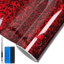 LZLRUN LZLRUN Forged Matte Carbon Fiber Black Vinyl Wrap Roll Air Release Sticker Sheet Film DIY Decal Car Auto Vehicle Morotcycle Self Adhesive (1inch x 30ft, Red)