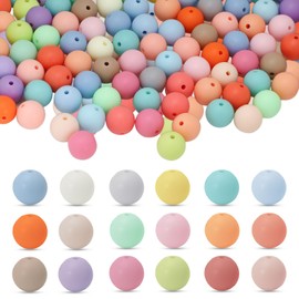 ASTIMESA 100 Pcs 14 mm Matte Acrylic Beads with Holes, Mixed Candy Color Round Craft Beads, Frosted Circle for Bracelets Making Keychain Necklace Lanyard Jewelry DIY Supplies