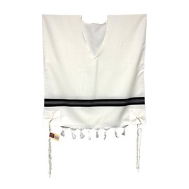 Mofet 100% Wool Tzitzit V-Neck Gur Ashkenazi Knot With Fringes (Thin Strings, 26)